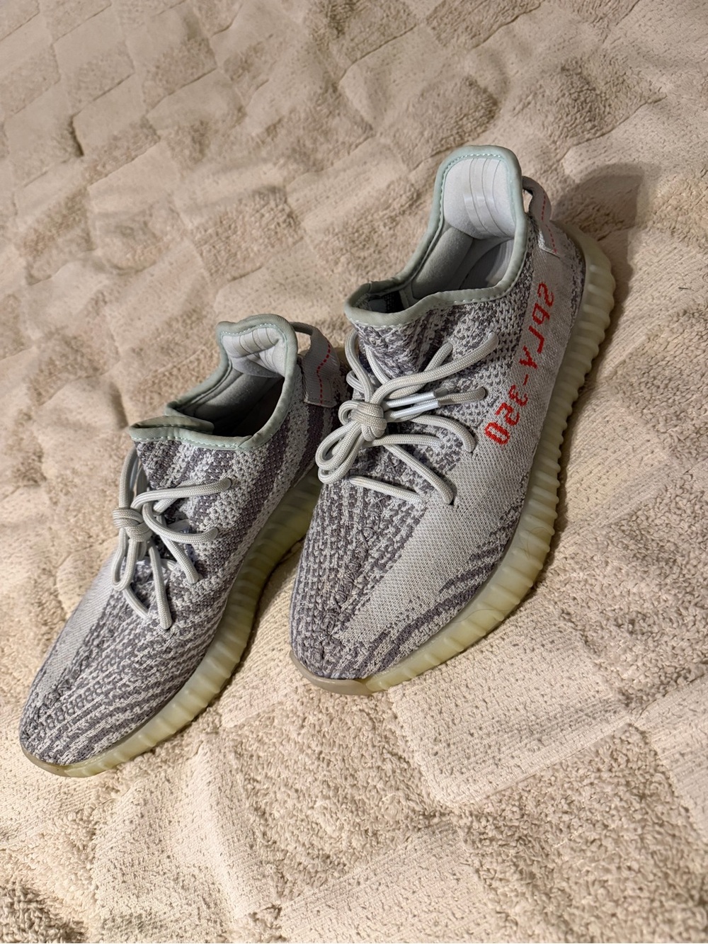Yeezy Boost 350 V2 Zebra Grey with Red Script